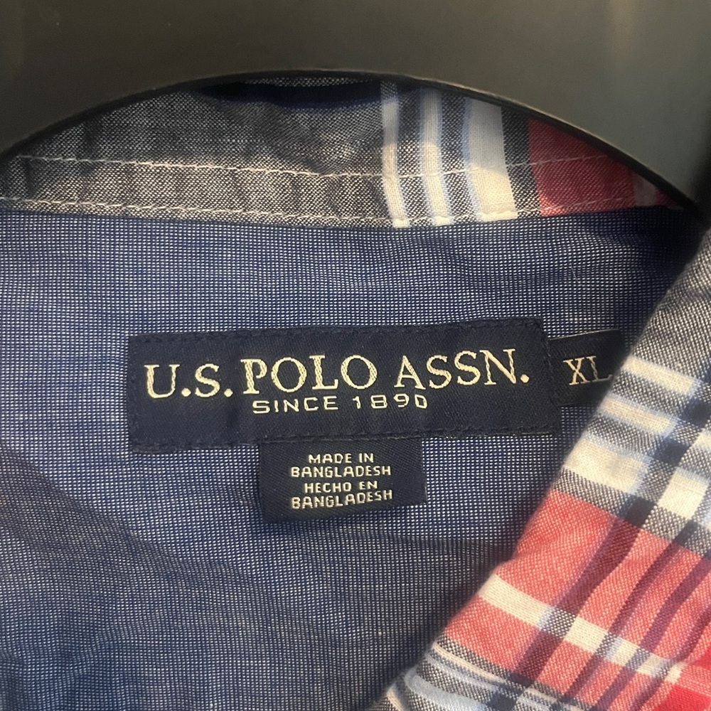 U.S. Polo Assn. Blue and Red Plaid Shirt - Picture 3 of 5